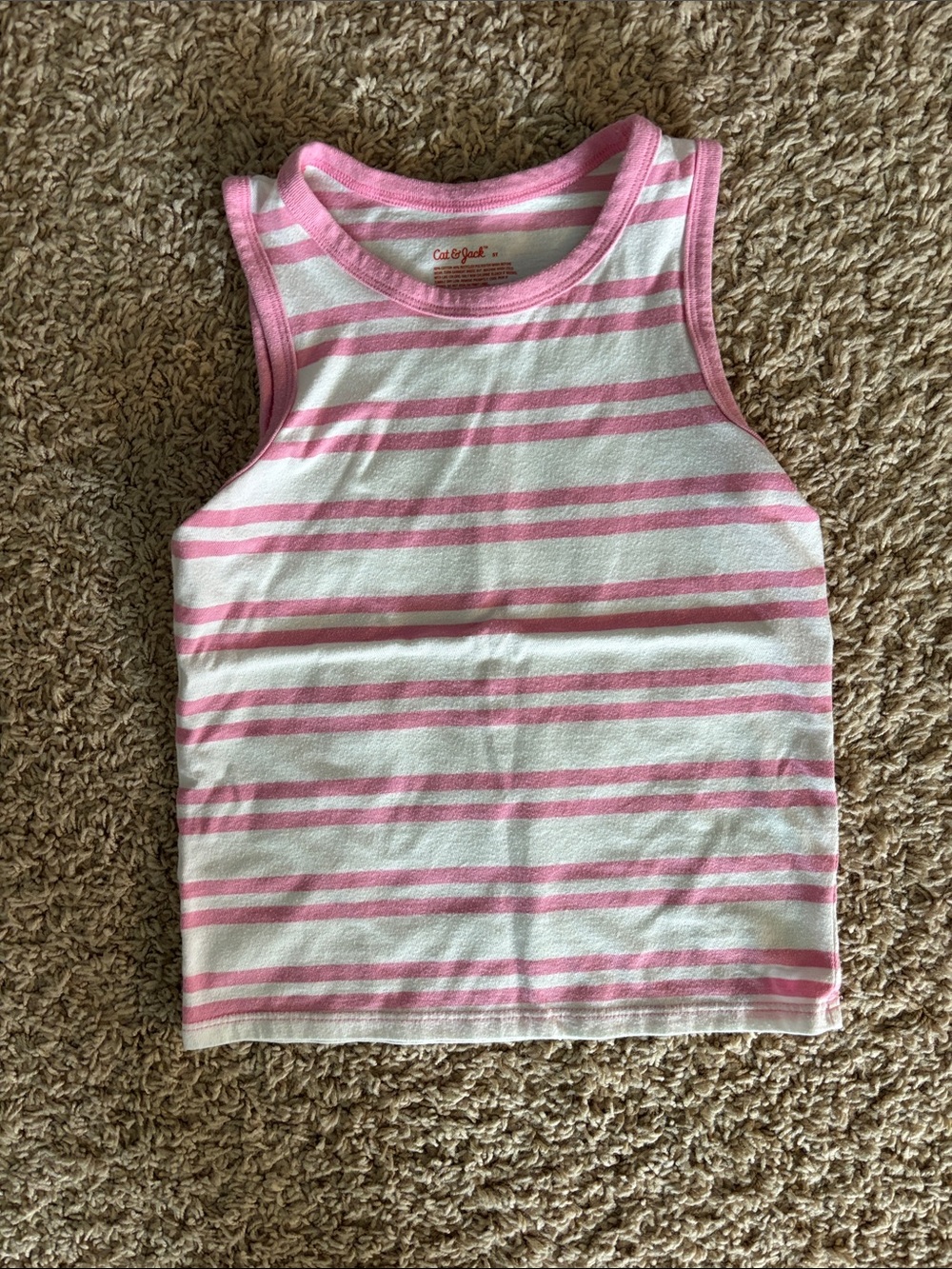 Cat & Jack White and Pink Striped Tank Top